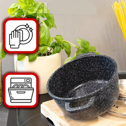 Keukenset – Pannenset – Kookgerei – Koekenpannen – Pannen met deksel – 17-delig met 10L soeppan – Duurzame antiaanbak marmercoating
