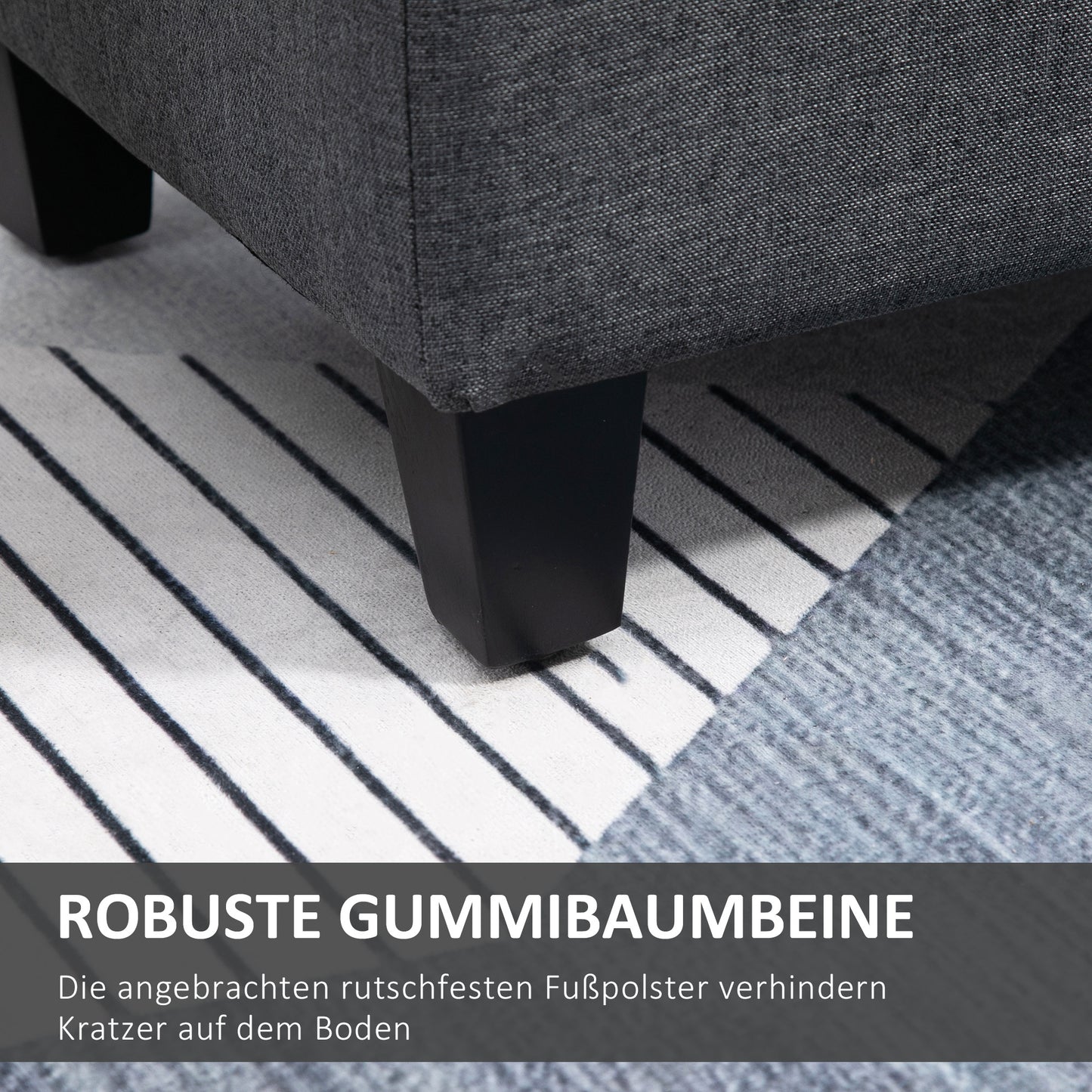 Opbergbank – Opbergbank – Zitelement – Bankje – Opbergkist – Donkergrijs – Linnenlook Bekleding – Stevige Houten Poten – 100 x 40 x 44 cm