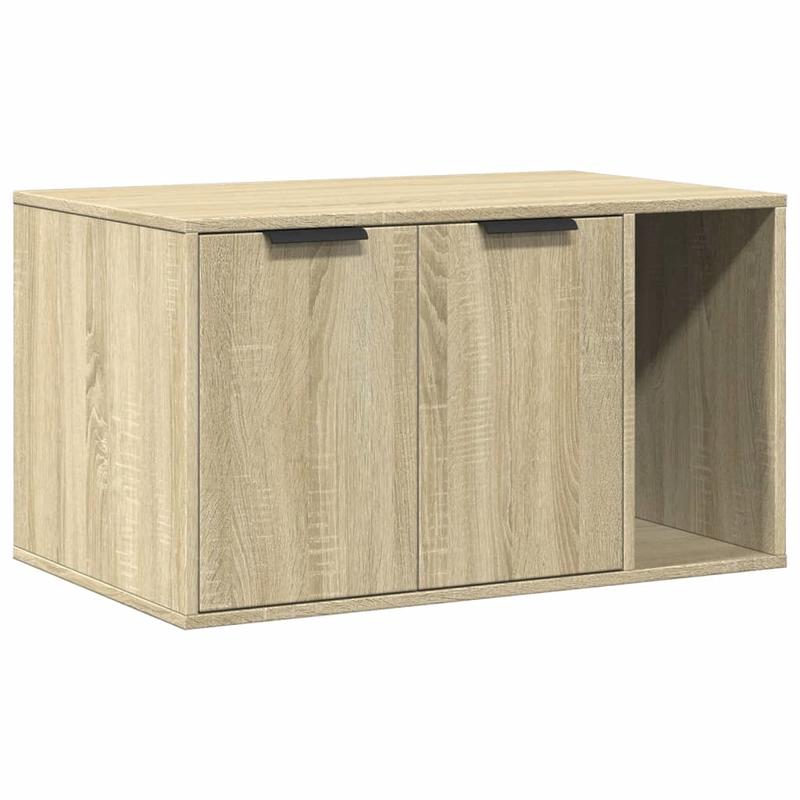 Kattenbakmeubel – Kattenbak Kast – Kattenbak Verbergmeubel – Kattenbak Organizer – Kattenbak Opbergmeubel – Sonoma Oak – 80x50x45 cm – Duurzaam Hout – 2 Toegangsopeningen