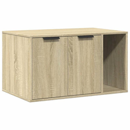 Kattenbakmeubel – Kattenbak Kast – Kattenbak Verbergmeubel – Kattenbak Organizer – Kattenbak Opbergmeubel – Sonoma Oak – 80x50x45 cm – Duurzaam Hout – 2 Toegangsopeningen