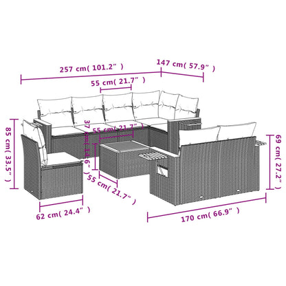 Tuinkussen Set – Tuinmeubel – Loungeset – Balkonmeubels – Buitenmeubels – Weerbestendig PE-Rattan – Uitklapbare Zijtafels – Wit