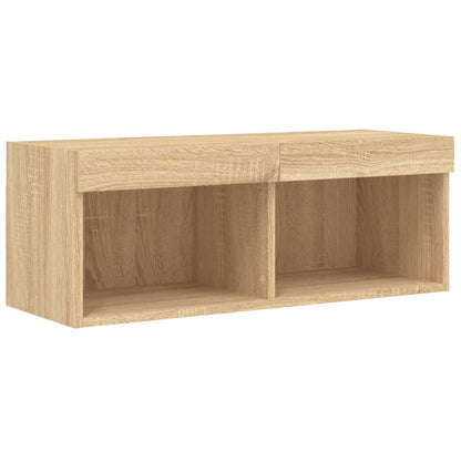 TV Wandmeubel – TV Kast – TV Meubel – Zwevend Meubel – Opbergmeubel – Sonoma Eiken – RGB LED Verlichting – Ruimtebesparend Design
