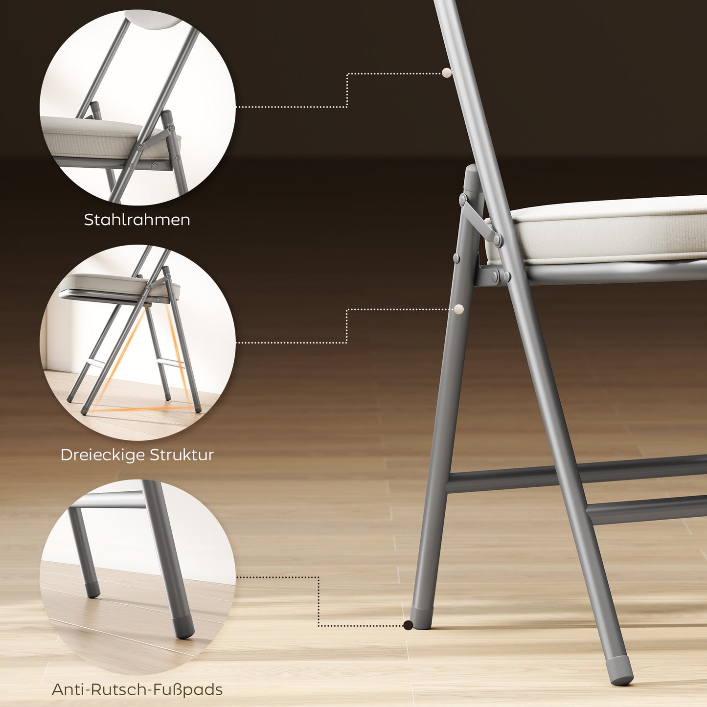 Klapstoel – Opvouwbare Stoel – Campingstoel – Inklapbare Stoel – Tuinstoel – Set van 4 – Met Metalen Frame – Comfortabele Koordstof Bekleding