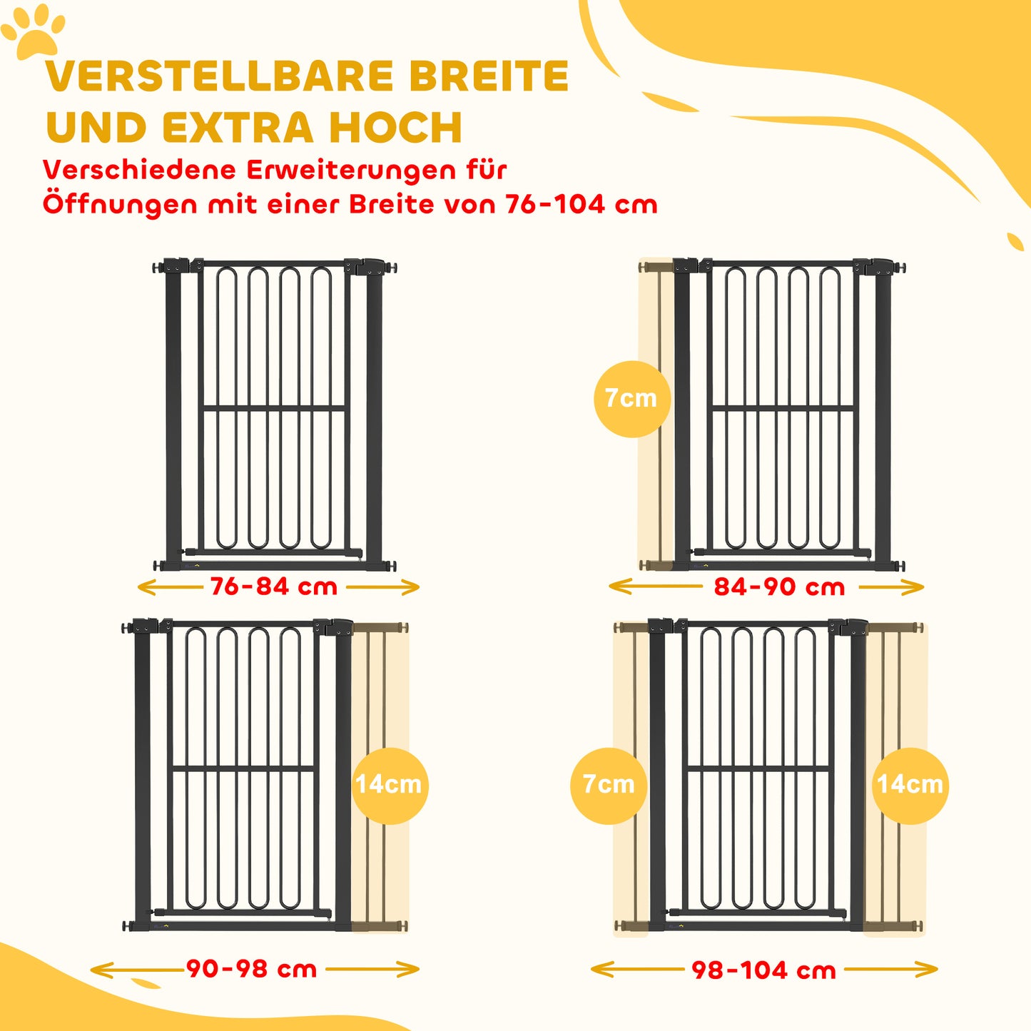 Deurbeveiliging Hondenhek – Traphekje – Huisdier Barrière – Honden Barrière – Verstelbaar Hek Zwart – 76-104 cm Breedte – Drukmontage Zonder Boren