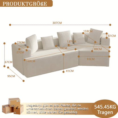 Moderne Modulaire Bank – Hoekbank – Slaapbank – Loungebank – Zithoek – Diepe Zitting – Geen Montage Nodig – Gecomprimeerd Zonder Hout