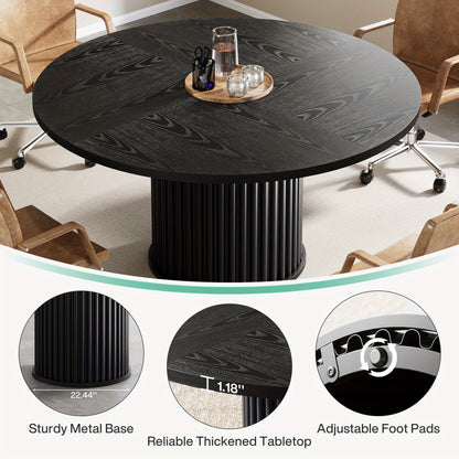 Ronde Vergadertafel – Vergadertafel – Werktafel – Eettafel – Overlegruimte – Compact 120 cm – Houten Blad Met Metalen Onderstel