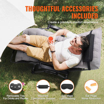Zero Gravity Stoel – Relaxstoel – Ligstoel – Loungestoel – Tuinstoel – Grijs – Verstelbare Rugleuning 90°-170° – Stevig Stalen Frame 225 kg Draaggewicht