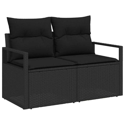 Loungebank – Loungeset – Tuinbank – Tuinmeubel – Buitenbank – Poly Rattan – 8-Zits – Weerbestendig Met Kussens - Zwart