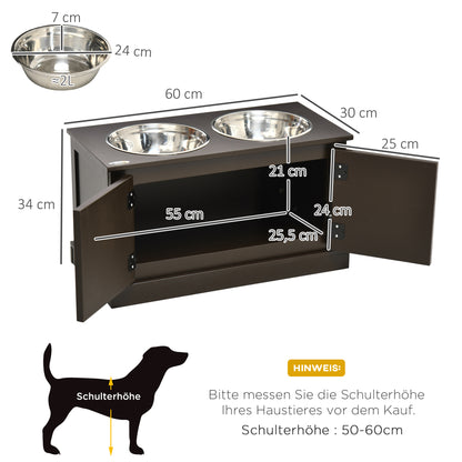 Voederstandaard Grote Hond – Hondenvoederbak – Verhoogde Voedertafel – Hondenetenset – Voerautomaat – Koffiekleur Met RVS Kommen – Ergonomisch Ontwerp – Praktische Opbergruimte