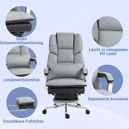 Bureaustoel – Ergonomische Stoel – Office Chair – Kantoorstoel – Computerstoel – Verstelbare Hoogte 123-129 cm – Lichtgrijze Stof Met Zwarte Details