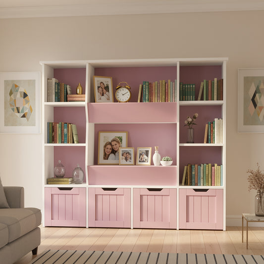 Stapelbare Kast – Ladekast – Boekenkast – Opbergkast – Kledingkast – Houten Materiaal – Ruime Inhoud 3,2+ Kubieke Voet – Eenvoudig Zelf Te Monteren – Roze Variant