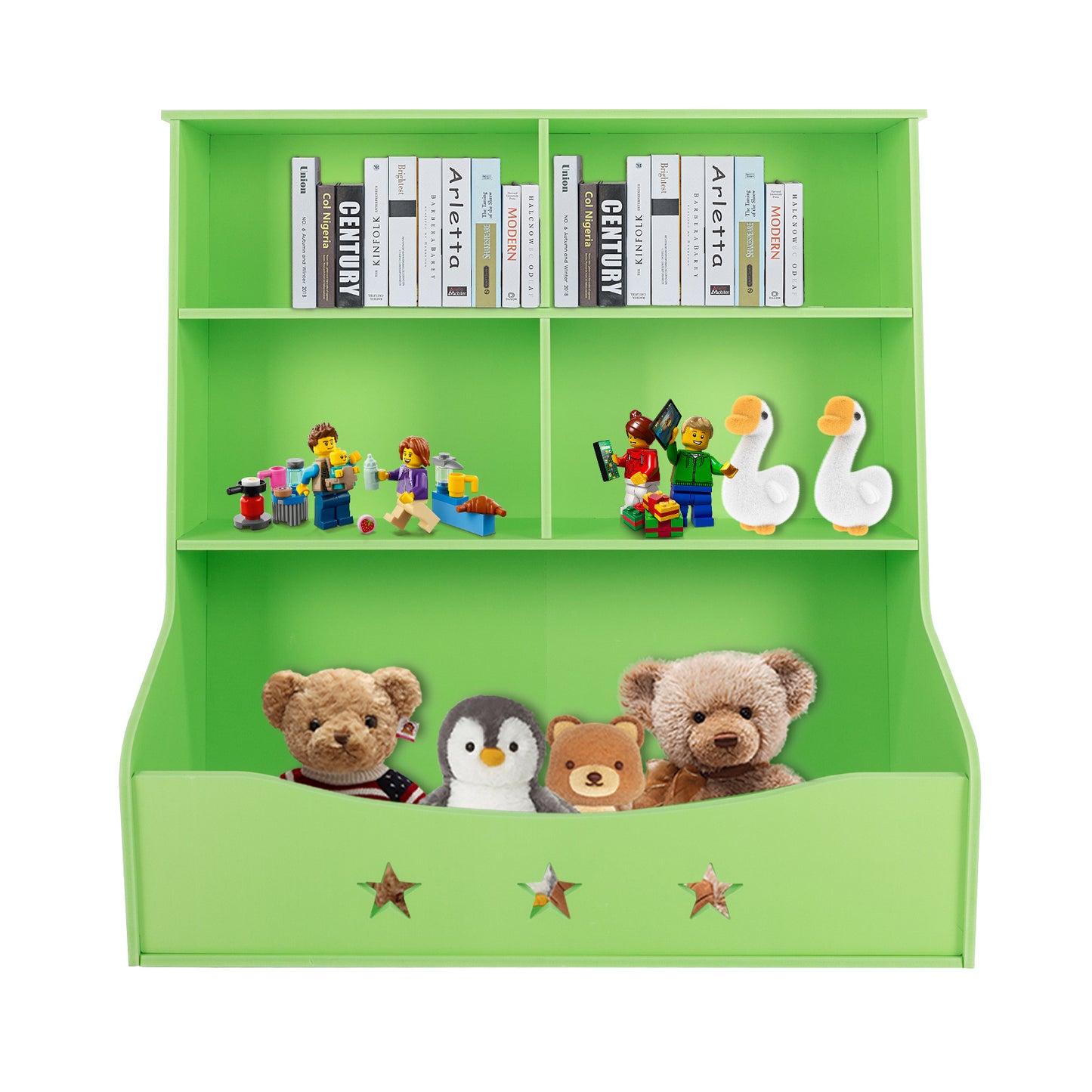 Boekenkast 3 Laags – Boekrek – Opbergkast – Plankenkast – Kastje – Lichtgroen – Grote Opbergruimte – Stevig Plastic