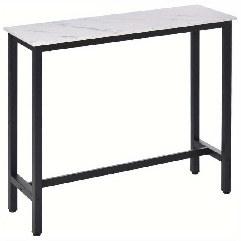 Bartafel – Bartafels – Statafel – Keukentafel – Eettafel – Verstelbare Hoogte – Marmerlook MDF Blad – Zwart Stalen Frame – 120x40x100 cm
