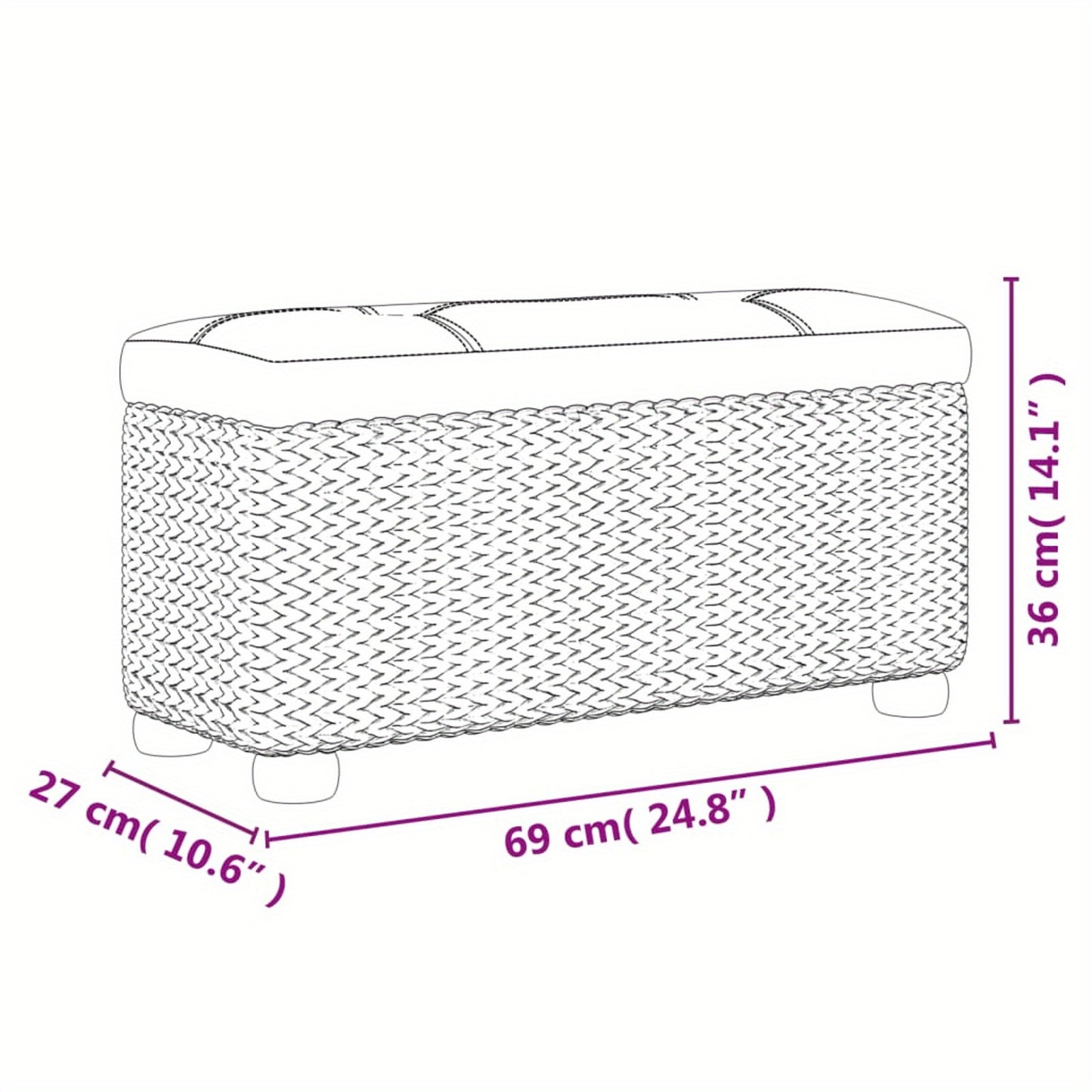 Opbergbank – Zitbank – Halbank – Opbergkist – Poef – Set 2 stuks – 69 cm lang – Warmbruin Kussen – Compact & Functioneel
