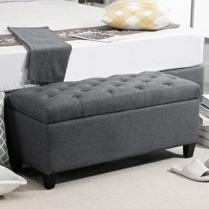 Schoenenbank – Schoenenkast – Schoenopberger – Schoenrek – Bankje – Met Opbergruimte – Gestoffeerde Zitting – Compact 100x40x44 cm – Donkergrijs Design