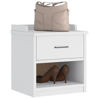 Modern White Solid Pine Hallway Bench with Shoe Storage, 45x40x50cm, Minimalist Design for Entryway or Living Room, Durable and Stylish Organizer for Shoes and Accessories