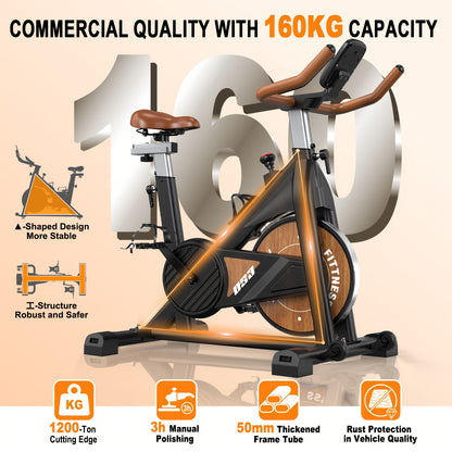 Vowvit Magnetic Exercise Bike with Kinomap App, Indoor Stationary Cycling Bike, Adjustable Seat & Handlebar, Silent Belt Drive, Home Gym Cardio Equipment