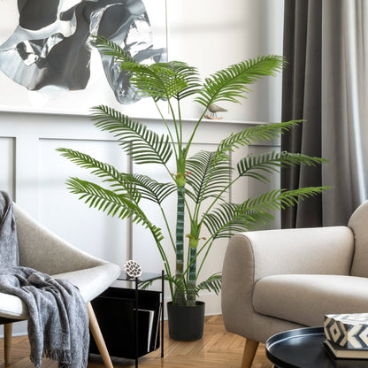 Kunstpalm – Nepboom – Valse Palm – Kunstplant – Faux Tree – UV-Bestendig – Onderhoudsvrij – 16 Realistische Bladeren – Zwarte Pot