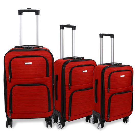 Kofferset – Reiskoffers – Bagage – Trolley – Softcase – Wijnrood – Lichtgewicht Oxford Stof – 360° Draaibare Wieltjes