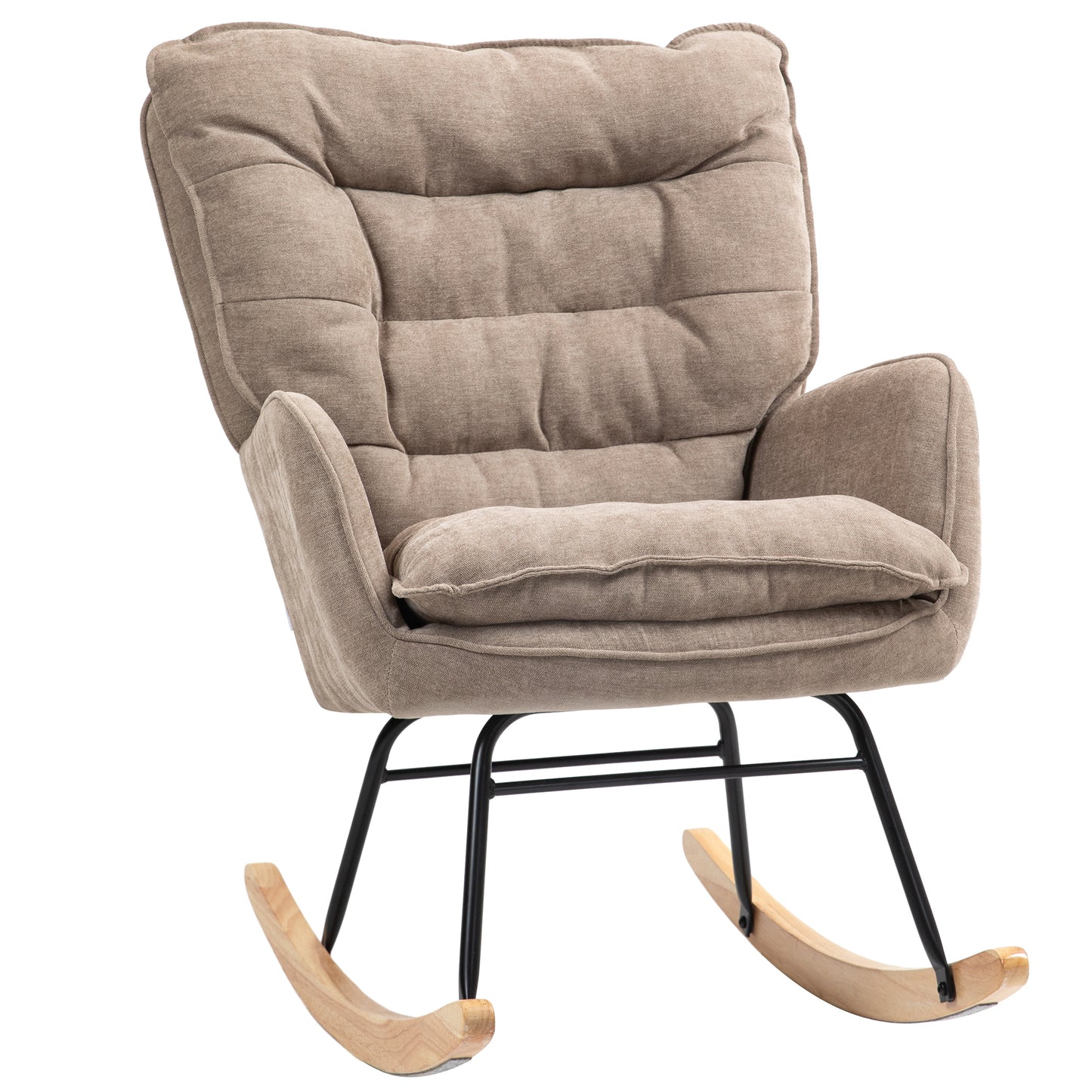 Schommelstoel – Rocking Chair – Relaxstoel – Schommelzetel – Hangstoel – Beukenhout Frame – Extra Breed Zitvlak – Hoge Rugleuning – Bruin – Tot 120 kg Belastbaar