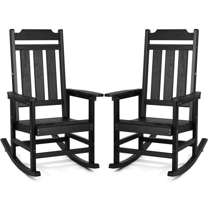 Schommelstoel – Schommelstoelen – Relaxstoel – Fauteuil – Tuinstoel – HIPS Materiaal – Ergonomische Hoge Rugleuning – Set 2 Stuks – Draagvermogen 180 kg
