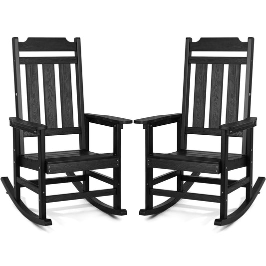 Schommelstoel – Schommelstoelen – Relaxstoel – Fauteuil – Tuinstoel – HIPS Materiaal – Ergonomische Hoge Rugleuning – Set 2 Stuks – Draagvermogen 180 kg