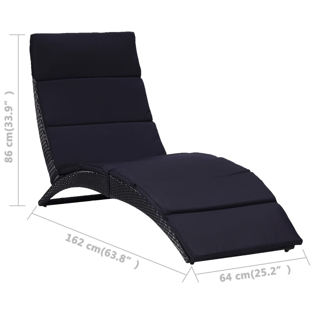 Ligbed – Loungebank – Zonnebed – Ligstoel – Zonnebedje – Inklapbaar – Weerbestendig PE Rattan – Inclusief Polyester Kussen – Grijs