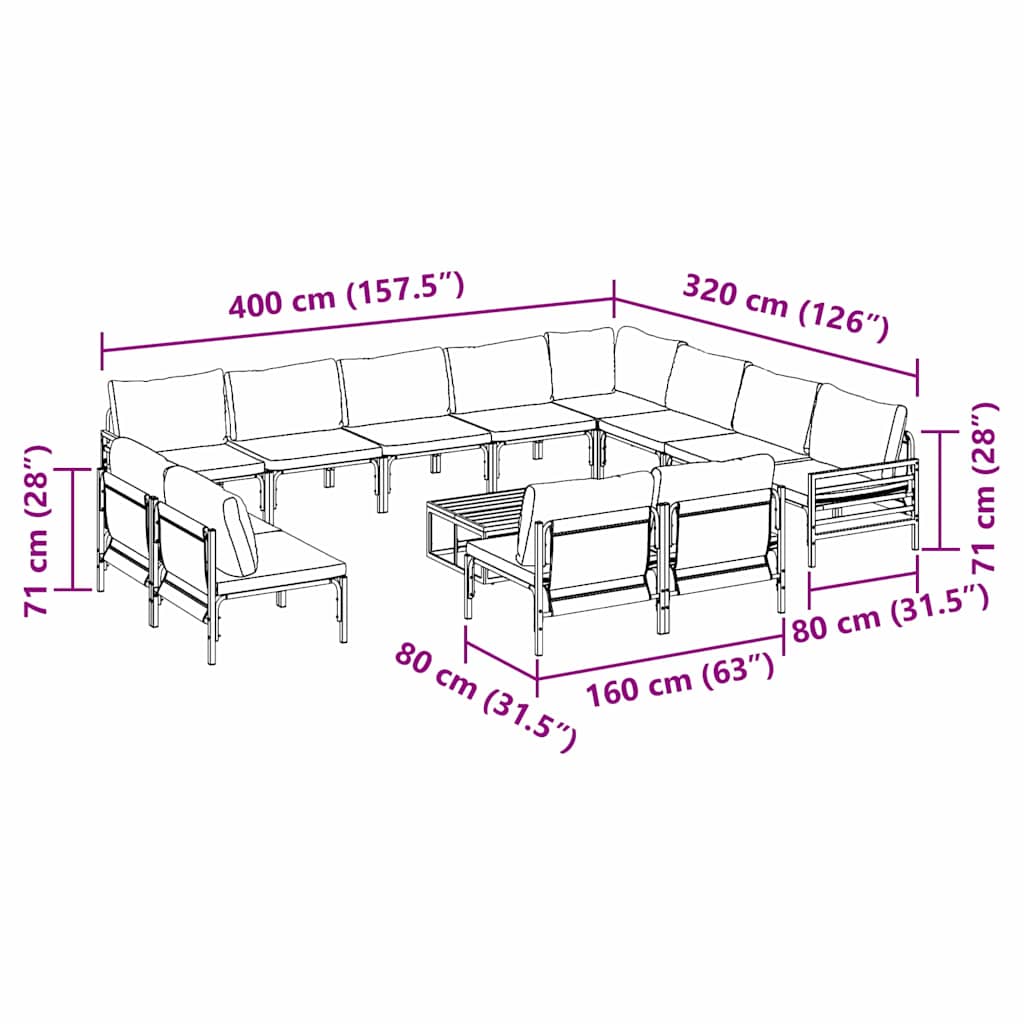 Tuinset – Loungeset – Zitgroep – Balkonset – Loungegroep – Modular Design – Weerbestendig Kunststof Zonder Tafel
