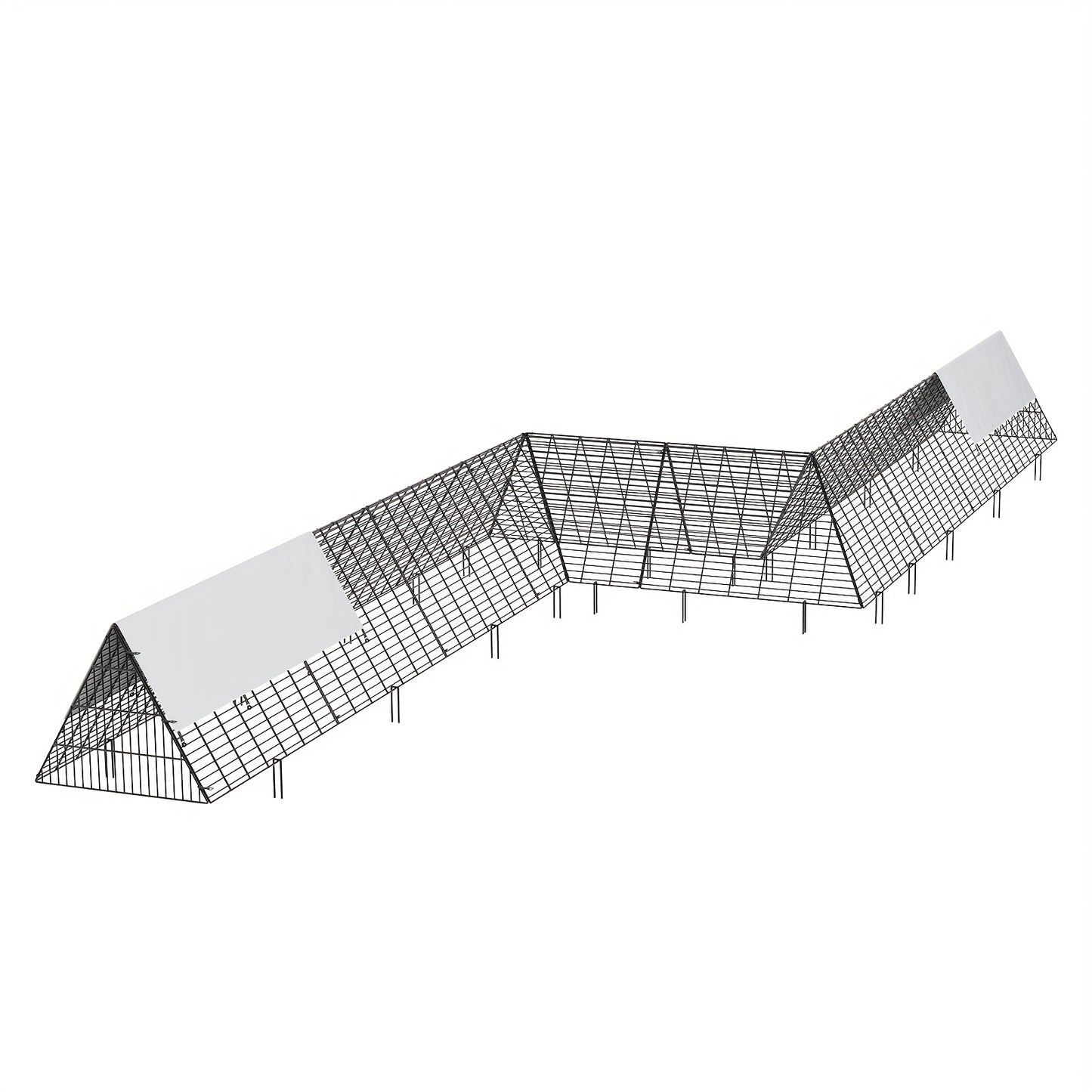 Kippenren – Kippenrennet – Kippenhok – Kippenloop – Dierenren – Set Van 2 Metalen Tunnels – Stevig Hoekframe – 7,3 Meter Lang