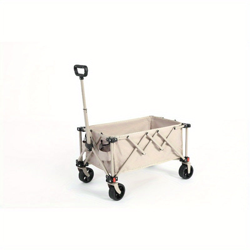 Vouwbare Bolderkar – Outdoor Wagen – Utility Kar – Transportwagen – Opvouwbare Kar – Verstelbaar Handvat – Stevige All Terrain Wielen – Beige