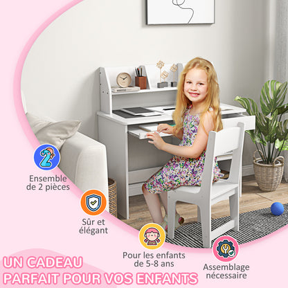 Kinderbureau – Kindertafel – Speelbureau – Schrijftafel – Wit – Met Lade En Opbergruimte – Geschikt Voor 5-8 Jaar