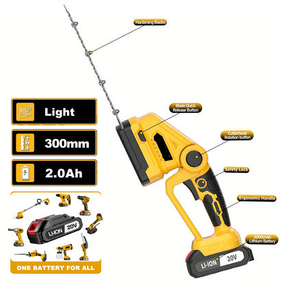 Elektrische Heggenschaar – Snoeischaar – Takkenschaar – Trimmer – Grasmaaier – 2000 mAh Lithiumbatterij – Uitbreidbare Steel