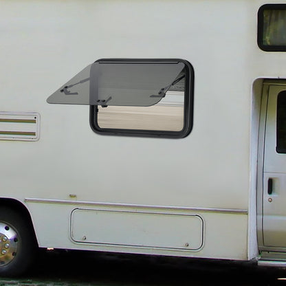 Schuifraam Caravan – Raam Camper – Ventilatieraam – Inzethor – Zonneluifel – Aluminium Frame – 85° Openstand – Geïntegreerd Hor en Zonwering Zwart