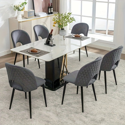 Eetkamerstoel – Stoel – Kuipstoel – Draaistoel – Designstoel – Verstelbare Poten – Metalen Frame – Grijs – Diamantpatroon Rugleuning – Eenvoudig Schoon Te Maken