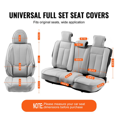 Universele Autostoelhoezen – Zittinghoezen – Stoelhoezen – Beschermhoezen – Autostoelbekleding – Grijs Kunstleer – Airbag Compatibel – Ademend & Waterafstotend