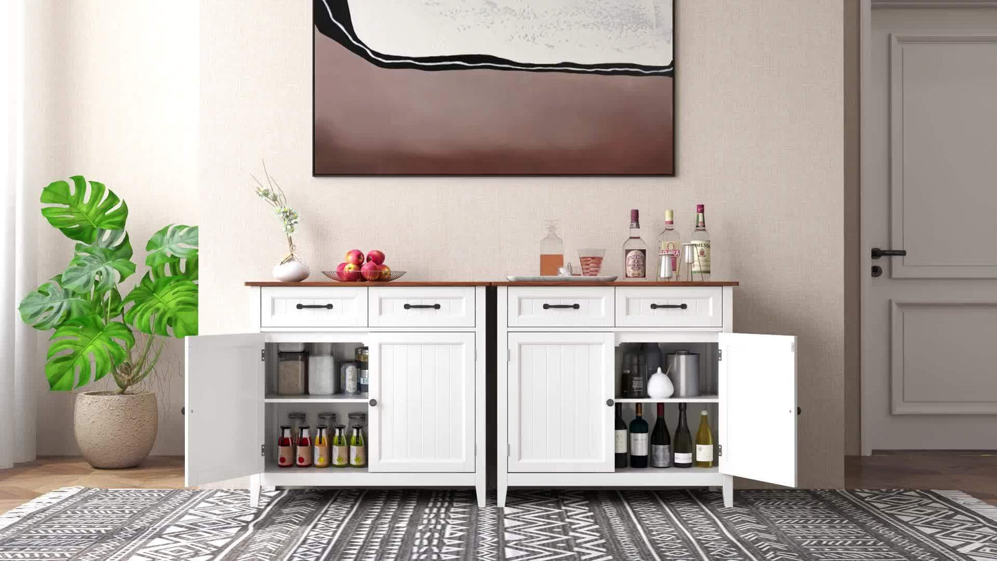 Dressoir – Buffetkast – Opbergkast – Keukenkast – Sideboard – Ruim Met Lade En Verstelbare Plank – Hardhouten Grijs