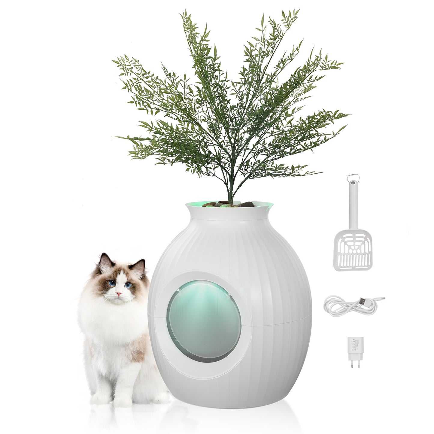 Kattenbak – Kattentoilet – Kattenbakhuisje – Kattenbak met Kap – Plantenbak Kattenbak – Geurvrij met Plasmatechnologie – Duurzaam ABS Materiaal