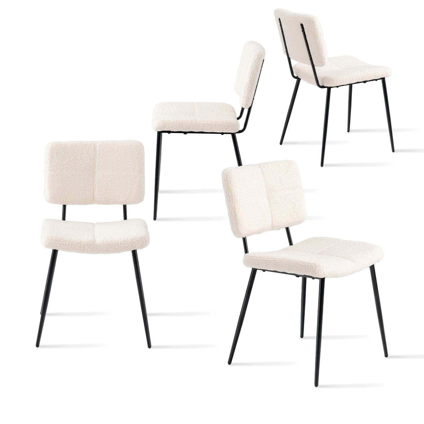 Scandinavische Eetkamerstoelen – Stoelen Set – Design Stoel – Eetkamer Stoel – Keuken Stoel – Off-White – Nepbont Bekleding – Ergonomische Zitting 57x45x81,5 cm