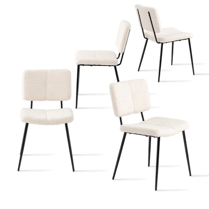 Scandinavische Eetkamerstoelen – Stoelen Set – Design Stoel – Eetkamer Stoel – Keuken Stoel – Off-White – Nepbont Bekleding – Ergonomische Zitting 57x45x81,5 cm