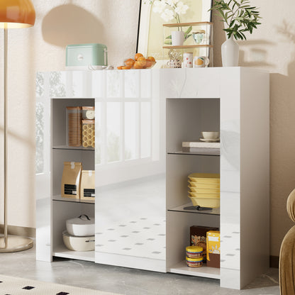 Dressoir – Kast – Sideboard – Opbergkast – Wandmeubel – Wit – Modern Design – Gehard Glas – 95 x 35 x 83 cm