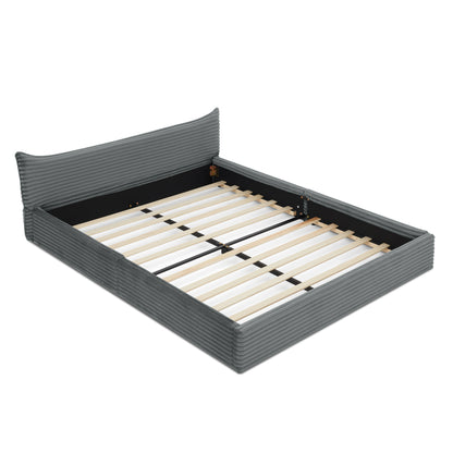 Tweepersoonsbed – Bed – Slaapbank – Ledikant – Boxspring – Donkergrijs Chenille – 140x200 cm – Zachte Velours Bekleding – Stevig Frame