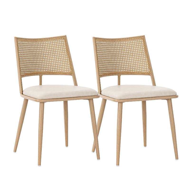 PU Stoel Rattan Stoel – Fauteuil – Accentstoel – Woonkamerstoel – Slaapkamerstoel – Modern Design – Comfortabele Beige Zitting