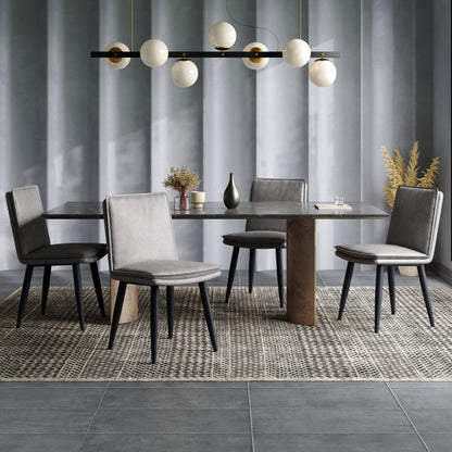Eetkamerstoel – Stoel – Zetel – Cafestoel – Kuipstoel – Modern Grijs PU – Dubbel Gekussend Zitvlak – Stevig Metalen Frame – Onderhoudsvriendelijk – Comfortabel