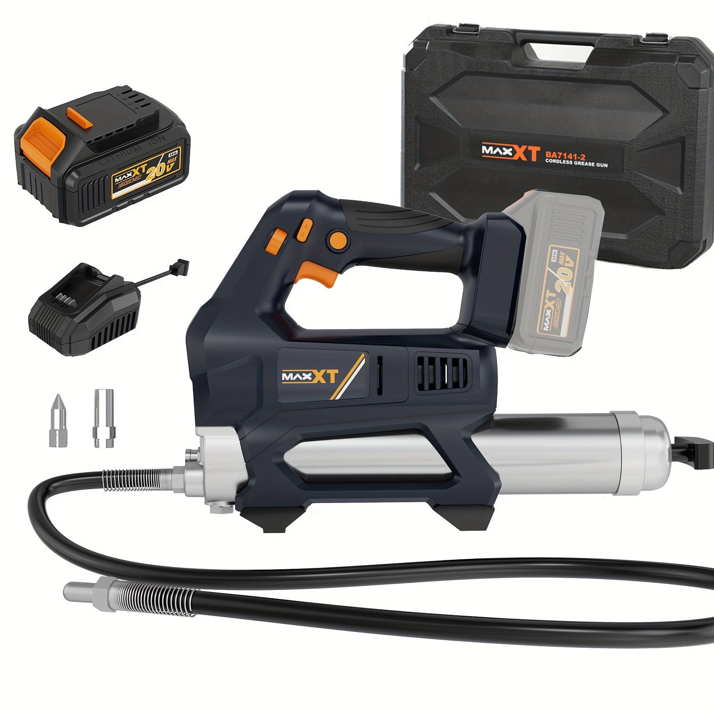 Vetspuit – Vetpistool – Vetpomp – Smeerpistool – Vetpistool Accu – Titaniumlegering – 20.000 PSI Druk – 101,6 cm Flexibele Slang