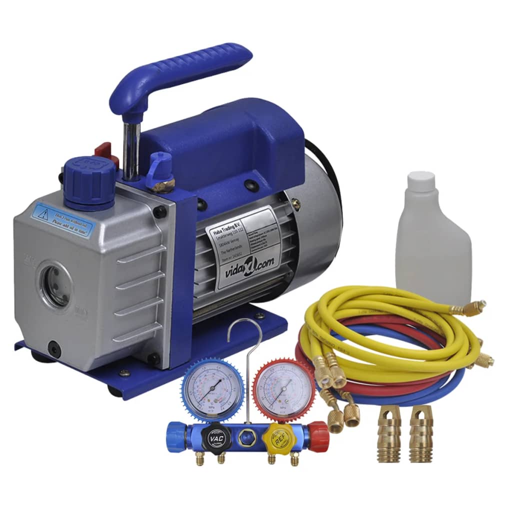 Vacuümpomp – Vacuüm Pomp – Vacuümset – Airco Pomp – Drukmeter Set – 4-delige Kleurgecodeerde Manometers – Duurzame Aluminium Behuizing