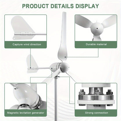 Windturbine Horizontale As – Windgenerator – Windmolen – Energie Generator – Huisenergie Systeem – 1500W 24V – Laag Geluid – MPPT Controller