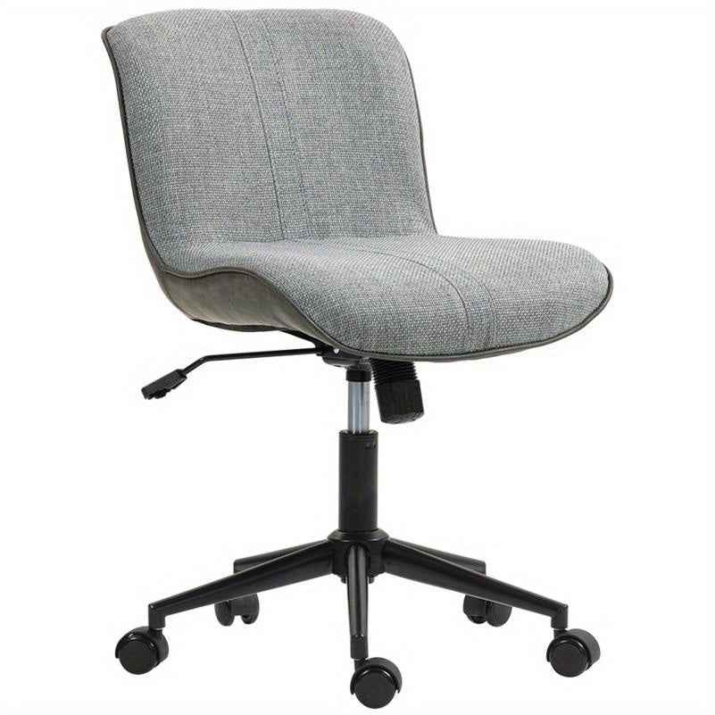 Bureaustoel – Draaistoel – Office Chair – Bureaustoelen – Werkstoel – Verstelbare Zithoogte – Vijfpotig Onderstel Met Antislip Voeten – Gewatteerde Zitting – Armlos Ontwerp – Ergonomisch – Modern Minimalistisch – Donkergrijs