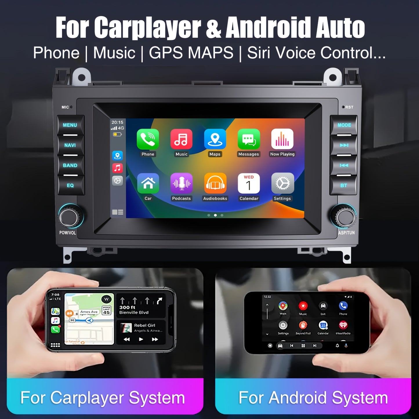 ESSGOO 2G+32GB Android 14 Car Stereo Auto Radio for Benz A/B Class for W169 for W245 for W639 Vito for W906 Sprinter Crafter Viano 7 Inch/17.78cm HD Screen with Wireless Carplayer, Android Auto, GPS NAVI WiFi FM RDS USB SWC M