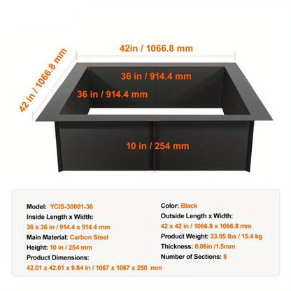 Buitenhaard – Vuurkorf – Tuinhaard – Metalen Haard – Rechthoekige Vuurkorf – Duurzaam Metaal – 106x106 Cm - QUORE