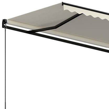 Handmatige Uitschuifbare Zonwering – Uitschuifbaar Zonnescherm – Terrasscherm – Buitenluifel – Zonbescherming – Crème Kleur – 500x300 cm – Weerbestendig Metaal Frame